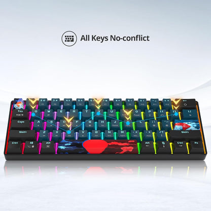 Fogruaden Full Size Mechanical Keyboard, Green Matcha Keyboard, Wired USB 104 Keys RGB Backlit Gaming Keyboard with Number Pad, Red Switches, NKRO Mechanical Keyboard for Windows Laptop PC Gamer