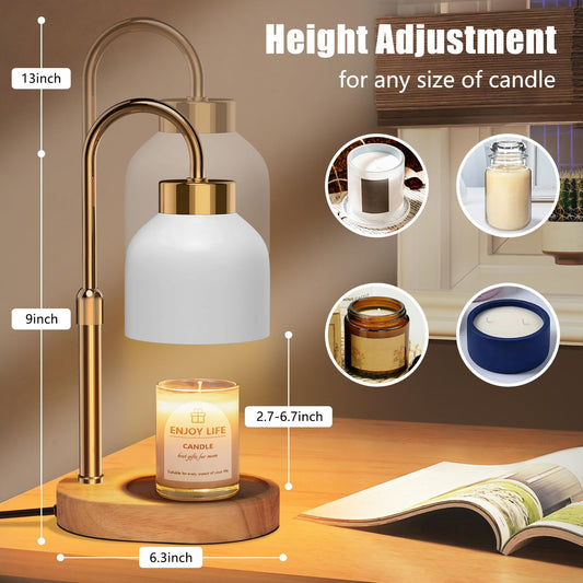 seenlast Candle Warmer Lamp with Dimmer Adjustable Height,Vintage Home Decor for Scented Jar with 2 Bulbs,2/4/8H Timer - PuriLite