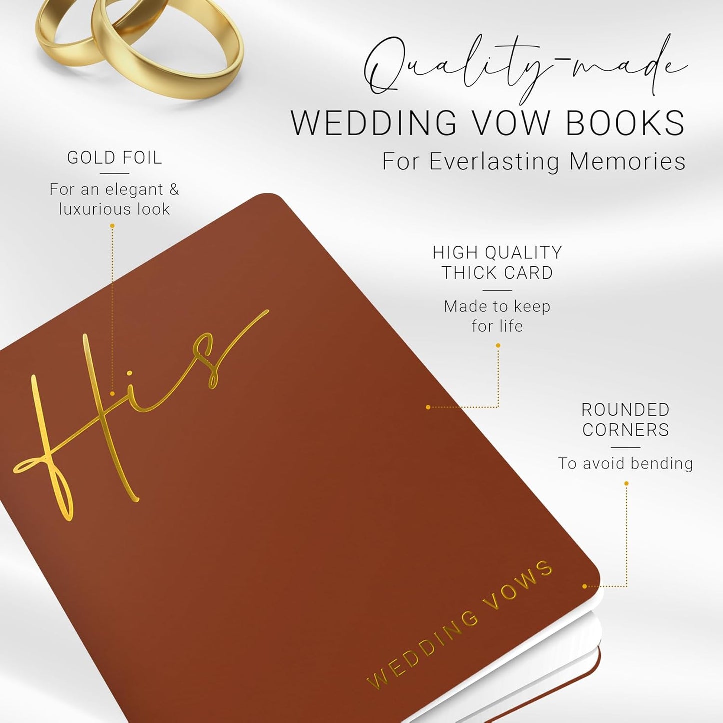Wedding Vow Books His and Hers, Gold Foil Lettering & Keepsake Sleeve, Wedding Day Essentials, Beautiful His and Hers Gifts for The Bride and Groom (Cream & Cream)