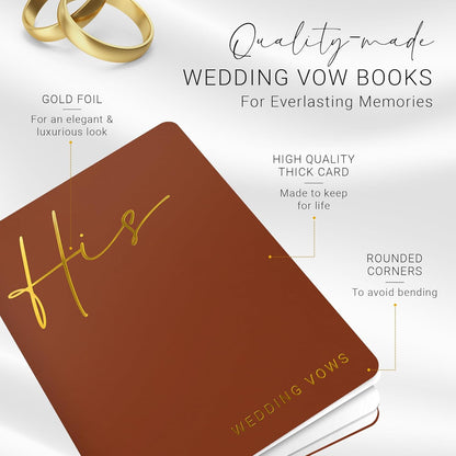 Wedding Vow Books His and Hers, Gold Foil Lettering & Keepsake Sleeve, Wedding Day Essentials, Beautiful His and Hers Gifts for The Bride and Groom (Cream & Cream)