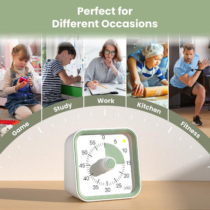 Visual Countdown Timer for Kids | 60 Minute Silent Timer with Pause Function