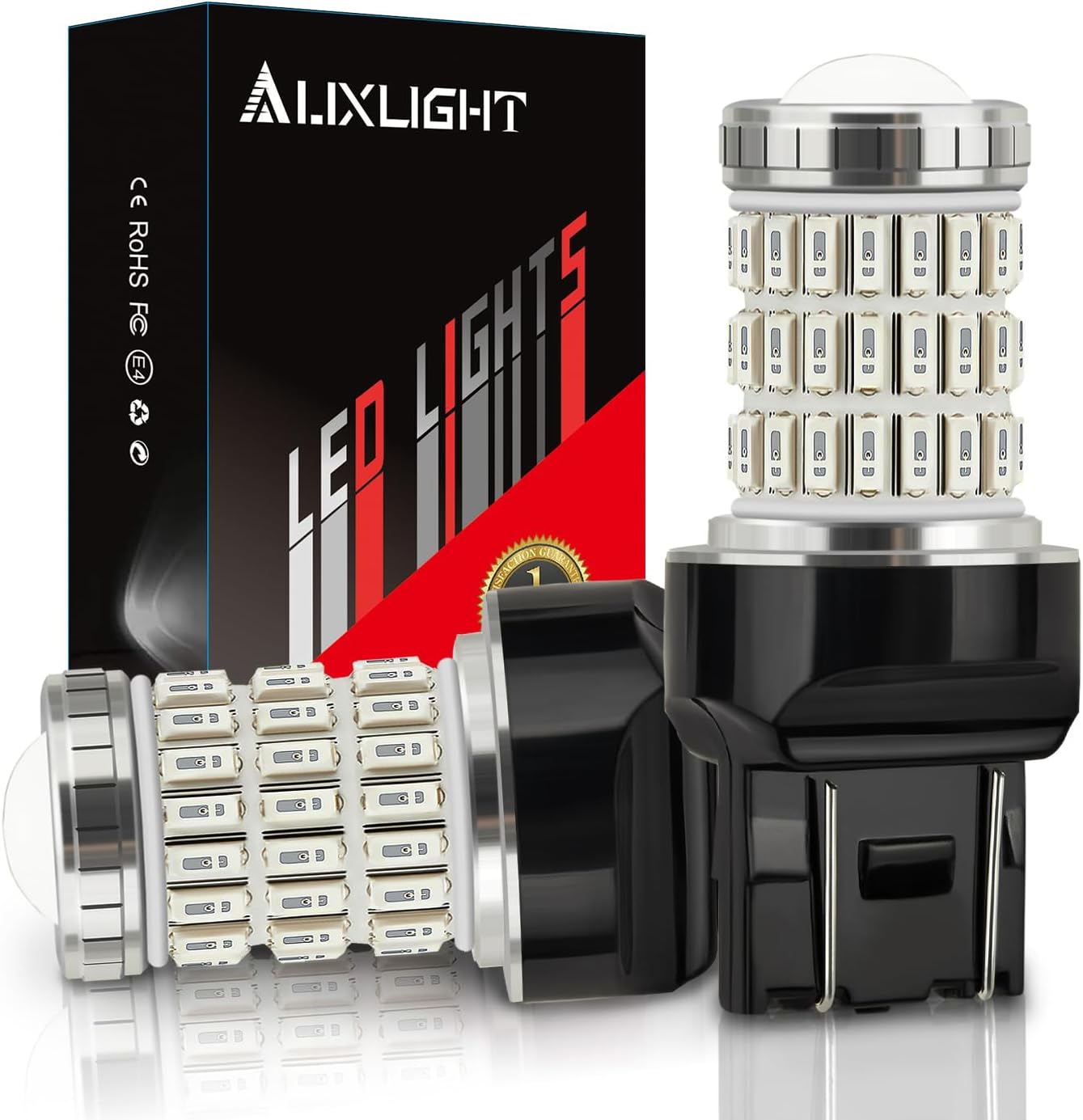 AUXLIGHT 3157 3156 4157 3057 3357 LED Bulbs, Ultra Bright 60-SMD LED Replacement for Turn Signal Blinker Lights, Brake/Tail Lights, Parking/Running Lights, Amber Yellow (Pack of 2)