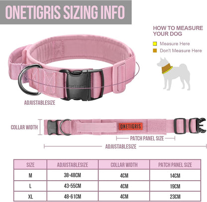 OneTigris Tactical Dog Collars with Handle,Military Dog Collar for Large Dog,Adjustable Nylon Collar German Shepherd Collar with Heavy Duty Metal Buckle for Dog Training and Walking (M, Orange)