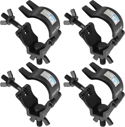 4 Pack 2"(50.8 mm) Black Light Clamps Truss DJ O Clamp, Max. Load 100 KG(220 LBs), TUV Certificated