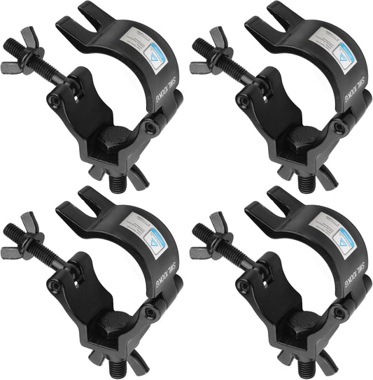 4 Pack 2"(50.8 mm) Black Light Clamps Truss DJ O Clamp, Max. Load 100 KG(220 LBs), TUV Certificated