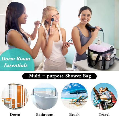 Attmu Mesh Shower Caddy Portable for College Dorm Room Essentials with 8 Pockets, Hanging Shower Caddy Basket Tote Bag Toiletry Accessories for Bathroom