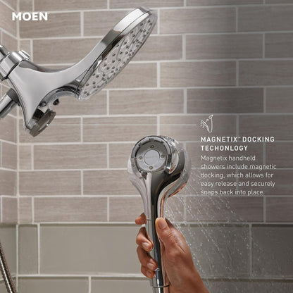 Moen 26009 Engage Magnetix 2.5 GPM Handheld/Rain Shower Head 2-in-1 Combo Featuring Magnetic Docking System, Pack of 1, Chrome