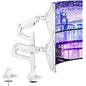 ARES WING Dual Monitor Arm for Ultrawide Heavy Duty Curved Monitor Stacking, Fits 17-49 Inch, Vertical Gas Spring Double Monitor Mount with USB, Adjustable Dual Monitor Mount for Desk, White