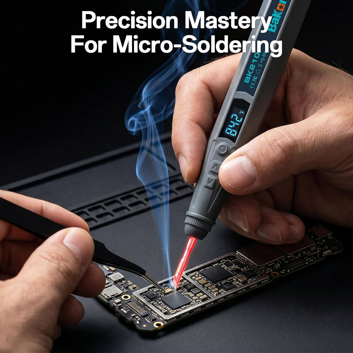 BK210 Cordless Soldering Iron Kit, Rechargeable Solder Iron Pen with C210 Tip (356°F-842°F),Portable Battery Powered Solder Kit with LED Digital Display for Electronics Repair, Auto-Hibernation