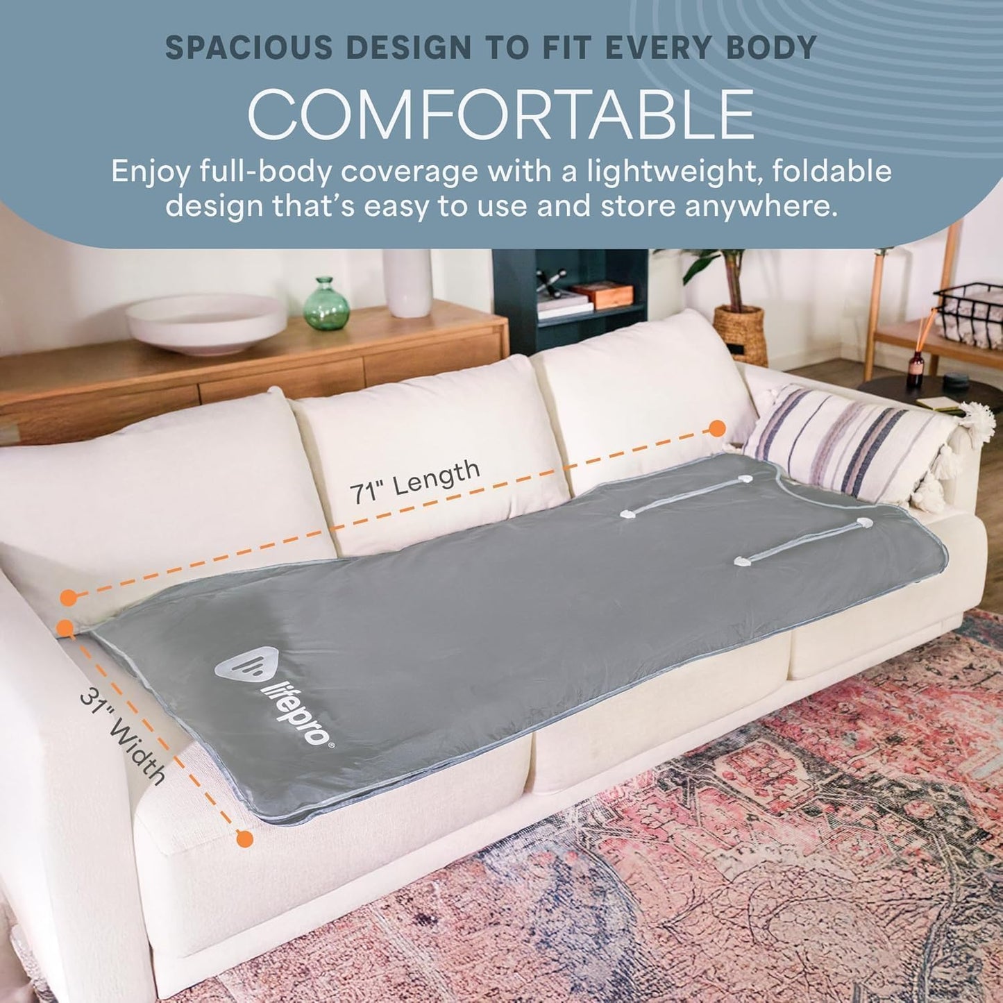 Lifepro BioRemedy Plus Infrared Sauna Blanket –Heated Blanket for Relaxation, Portable Sauna Suit Wrap – Spa-Like Experience at Home with Thermal Wraps –Adjustable Temp (86–158°F) & Time