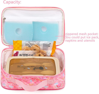 FlowFly Kids Lunch Box Insulated Soft Bag Mini Cooler Back to School Thermal Meal Tote Kit for Girls, Boys, Black