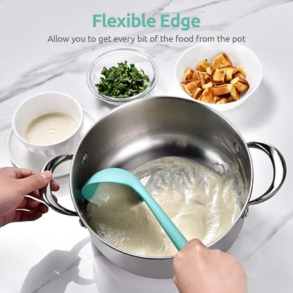 13 inch Silicone Soup Ladle: U-Taste 600ºF Heat Resistant 4 oz Large Non-Stick Seamless Rubber Kitchen Deep Serving Spoon with Non-Slip Solid Long Handle for Cooking Sauce/Stews/Gravies/Chili(Purple)