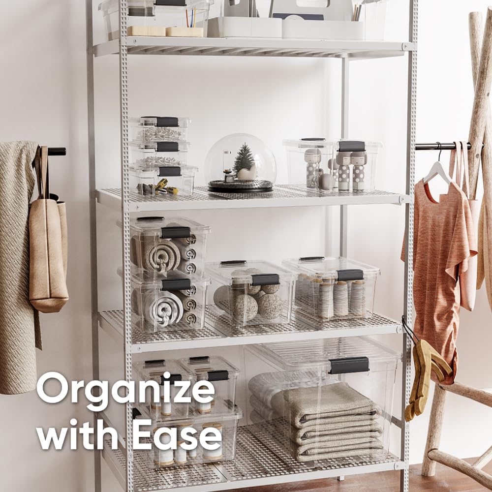 Superio Storage Bins with Lids- 3 Pack, 1.85 Qt Clear Boxes for Organizing, Stackable Plastic Containers- BPA Free, Non-Toxic, Odor Free, Organizer for Home, Office, Dorm