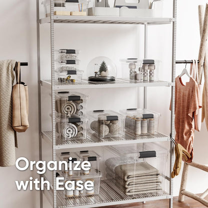 Superio Storage Bins with Lids- 3 Pack, 1.85 Qt Clear Boxes for Organizing, Stackable Plastic Containers- BPA Free, Non-Toxic, Odor Free, Organizer for Home, Office, Dorm