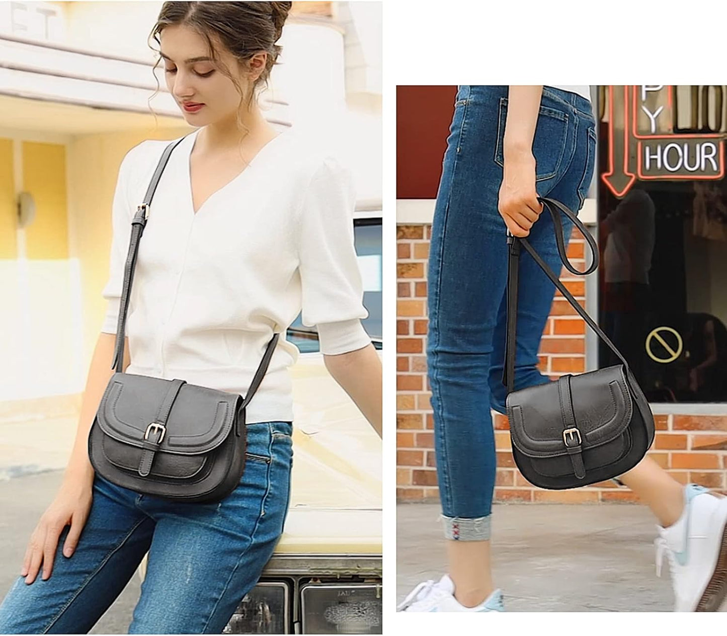 Crossbody Bags for Women Small Over the Shoulder Saddle Purses and Boho Cross body Handbags,Vegan Leather