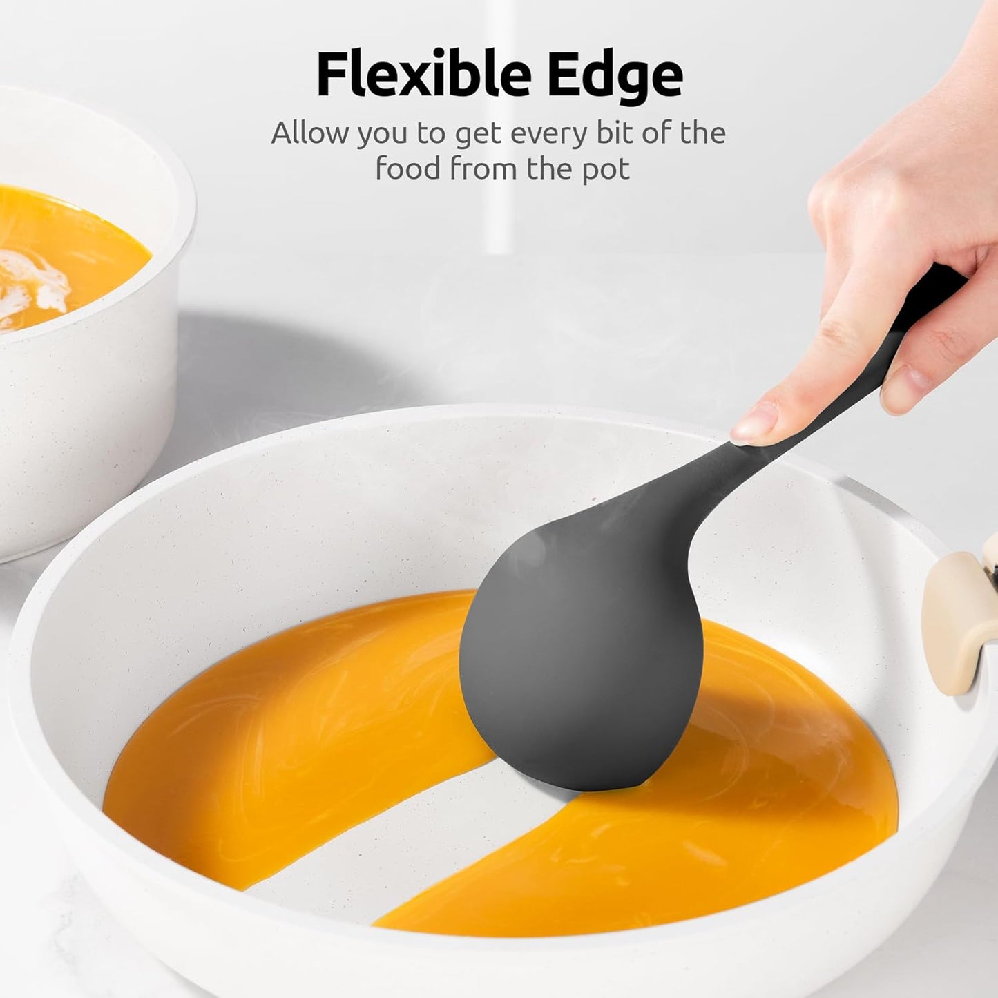 13 inch Silicone Soup Ladle: U-Taste 600ºF Heat Resistant 4 oz Large Non-Stick Seamless Rubber Kitchen Deep Serving Spoon with Non-Slip Solid Long Handle for Cooking Sauce/Stews/Gravies/Chili(Purple)