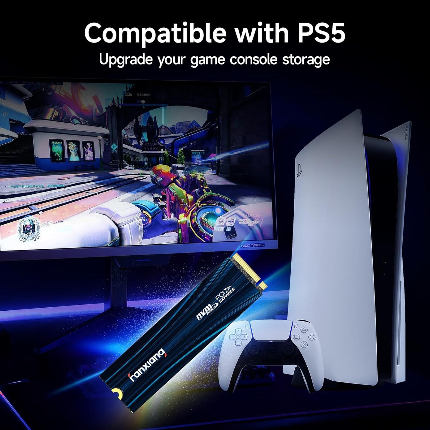fanxiang S880E 2TB with Heatsink PCIe NVMe SSD Gen 4 Gaming SSD M.2 2280, Up to 7100MB/s Compatible with PS5, Internal Solid State Drive for Gamers, Professionals, Creators