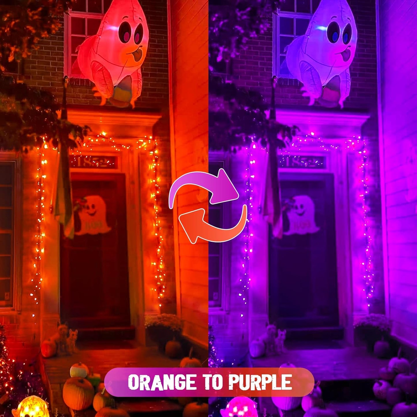 JMEXSUSS 2 Pack 75.5ft Orange Solar Christmas Lights, Total 400 LED Solar String Lights Outdoor Waterproof, 8 Modes Orange Halloween Lights for Tree Patio Garden Thanksgiving Halloween Decorations