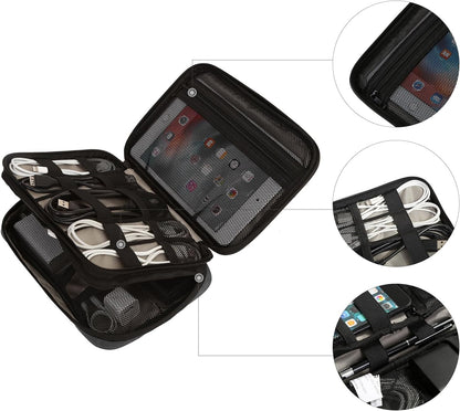 BAGSMART Electronic Organizer, Travel Cable Organizer Double Layer Electronics Accessories Cases Portable for Tablet 7.9", USB Drive, Cords, Black