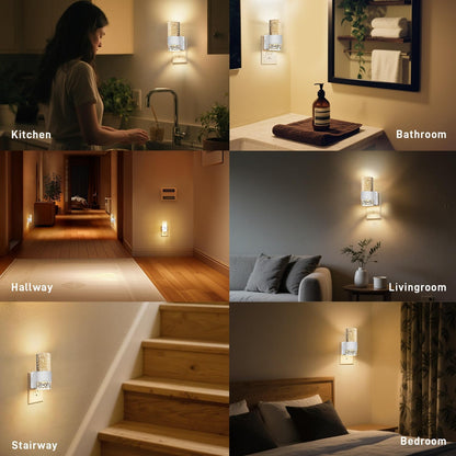 Night Light Plug into Wall - 2 Pack LED Nightlight with Dusk to Dawn Sensor 0-100LM Brightness Dimmable Lights for Bedroom Bathroom Hallway (Soft White 3000K)