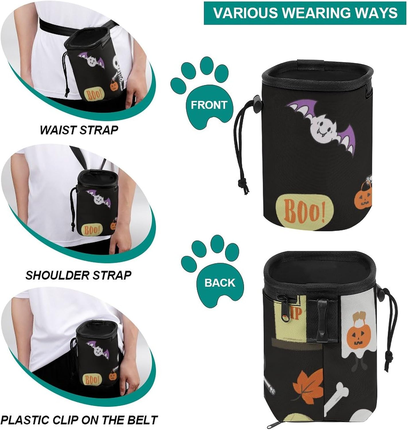 Osbang Dog Treats Pouch Pet Training Bag Dog Walking Bag Carry Kibble Snacks Toys for Dog Training Reward (Man 4.7 * 4 * 5.1 Inches)