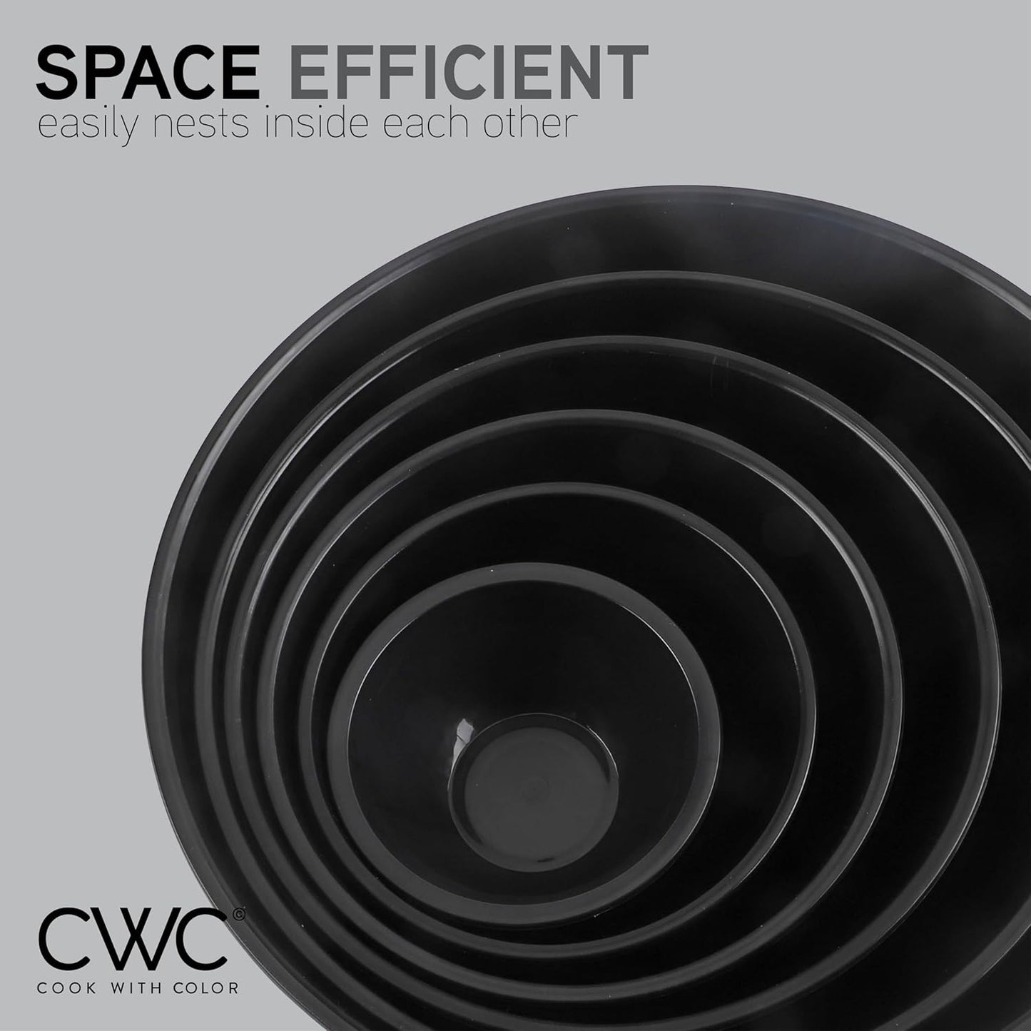 COOK WITH COLOR Mixing Bowls with TPR Lids - 12 Piece Plastic Nesting Bowls Set Includes 6 Prep Bowls and 6 Lids, Microwave Safe Mixing Bowl Set (Mint)