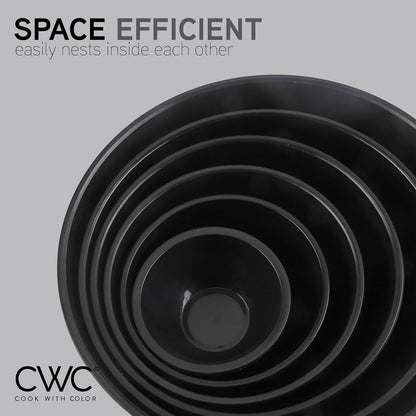 COOK WITH COLOR Mixing Bowls with TPR Lids - 12 Piece Plastic Nesting Bowls Set Includes 6 Prep Bowls and 6 Lids, Microwave Safe Mixing Bowl Set (Mint)