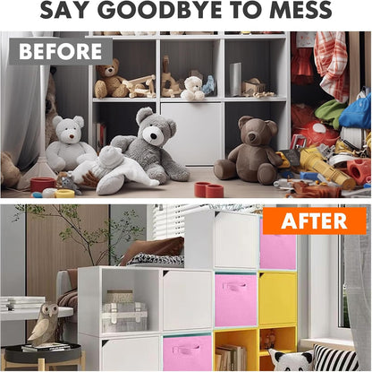 ShellKingdom Storage Bins, Foldable Fabric Storage Cubes And Cloth Organizer Drawer For Closet And Toys, 6 Pack (Lavender+Light Blue+Pink)