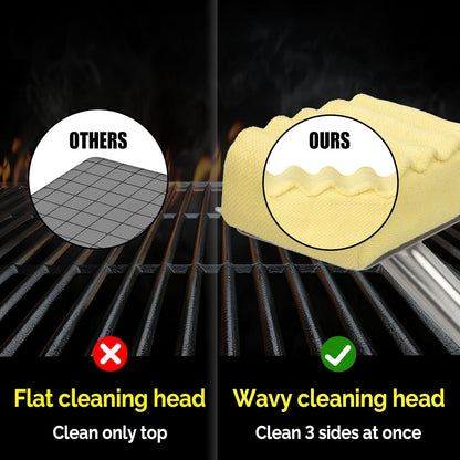 XUDAKAIXIN Grill Brush Bristle Free,Aramid Fiber Wavy Pad Seamless-Fit Cast Iron/Stainless-Steel Grates,BBQ Replaceable Scraper Cleaning Head,Safe Grill Cleaner for Outdoor Grill,Gifts for Men/Dad