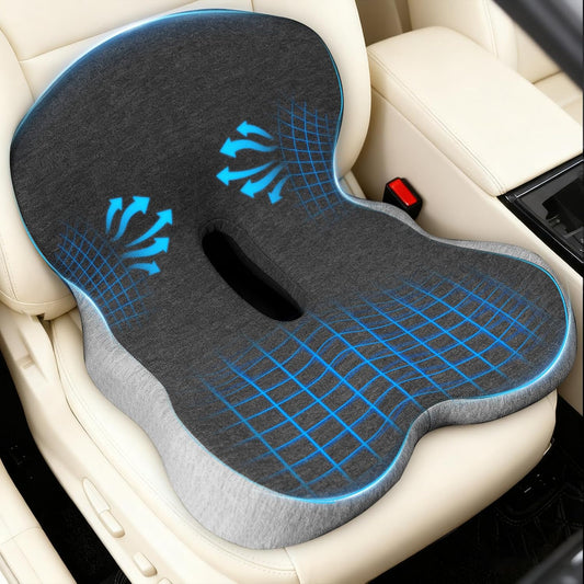 Denchy Car Seat Cushion with Back Support, Memory Foam Truck Driver Cushion