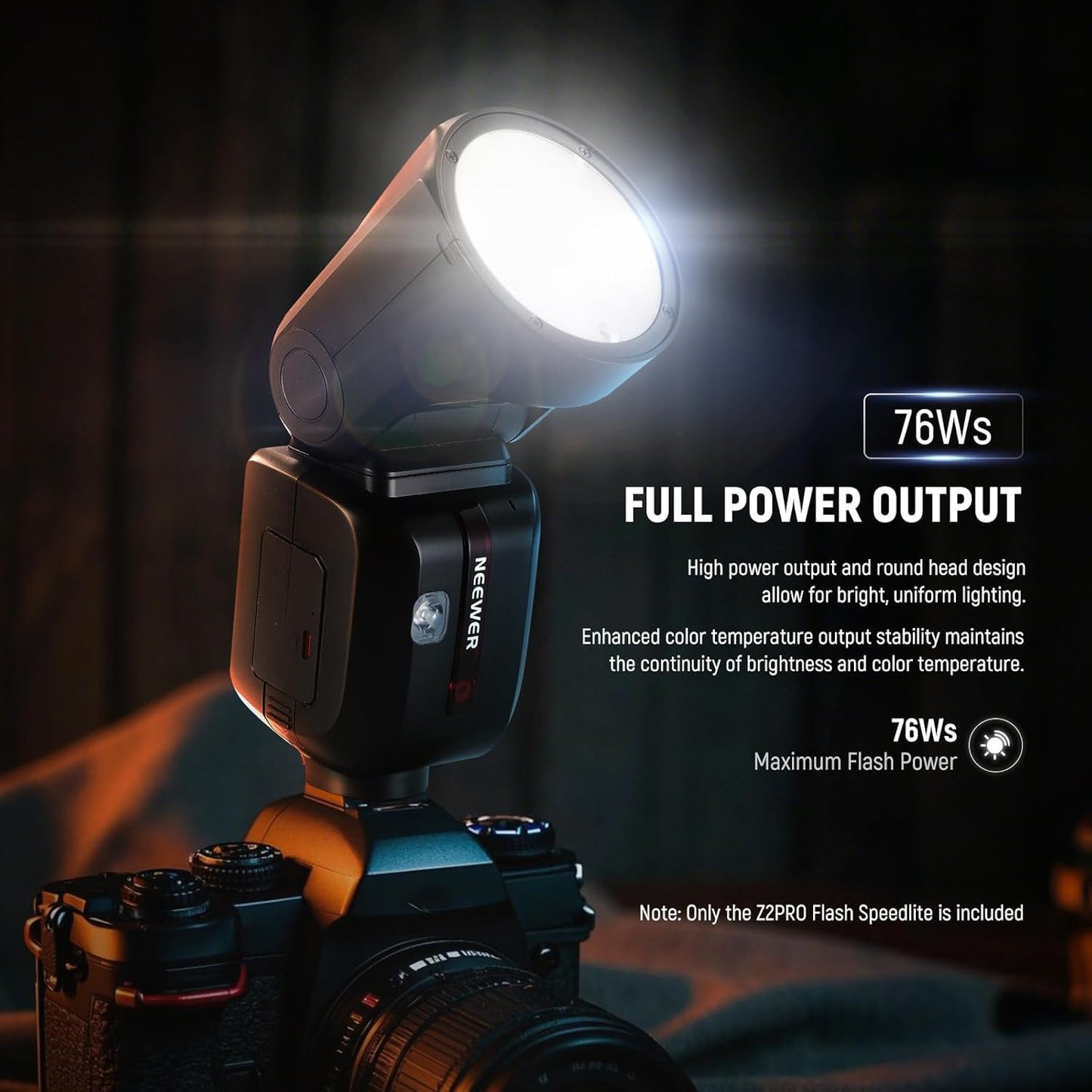 NEEWER Z2PRO-C 2.4G TTL Round Head Flash Speedlite Compatible with Canon, Wireless Compatible with Godox, Upgraded UI, 76Ws 1/8000s HSS, TTL/M TCM Switch, 7.2V/3000mAh Battery, 600 Full Power Flash