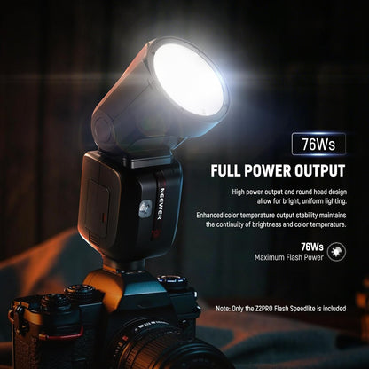 NEEWER Z2PRO-C 2.4G TTL Round Head Flash Speedlite Compatible with Canon, Wireless Compatible with Godox, Upgraded UI, 76Ws 1/8000s HSS, TTL/M TCM Switch, 7.2V/3000mAh Battery, 600 Full Power Flash