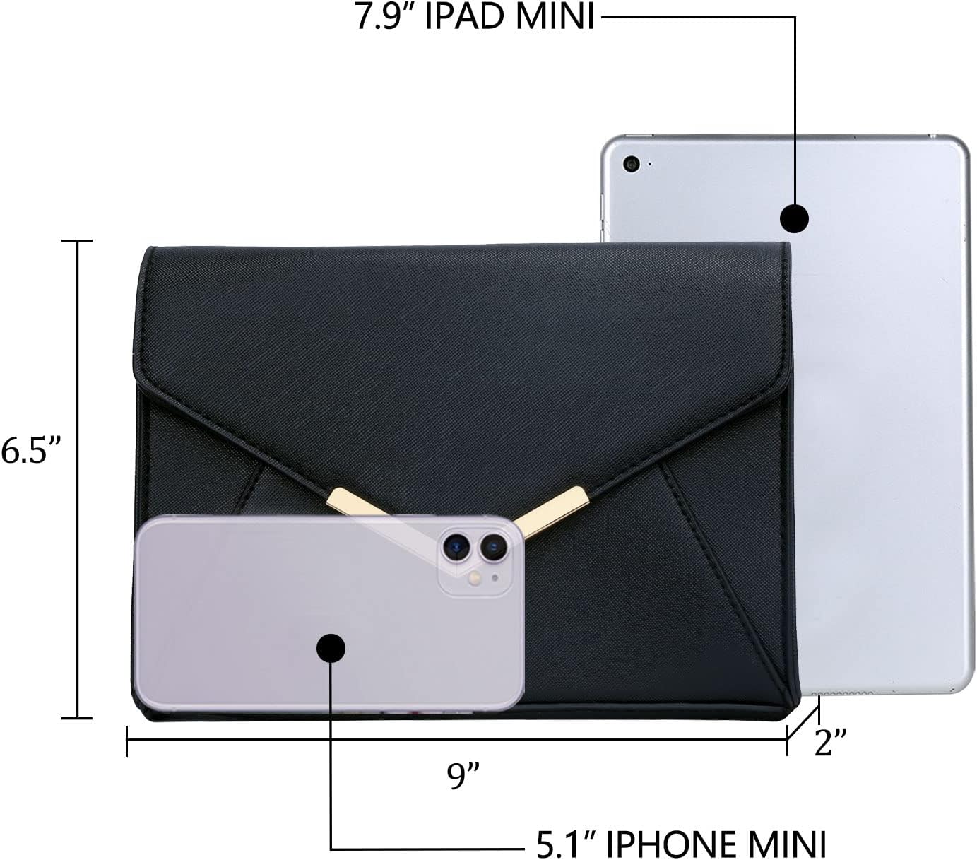 KKXIU Women Elegant Faux Leather Evening Envelope Clutch Purse Foldover Bags for Party Wedding Prom - PuriLite