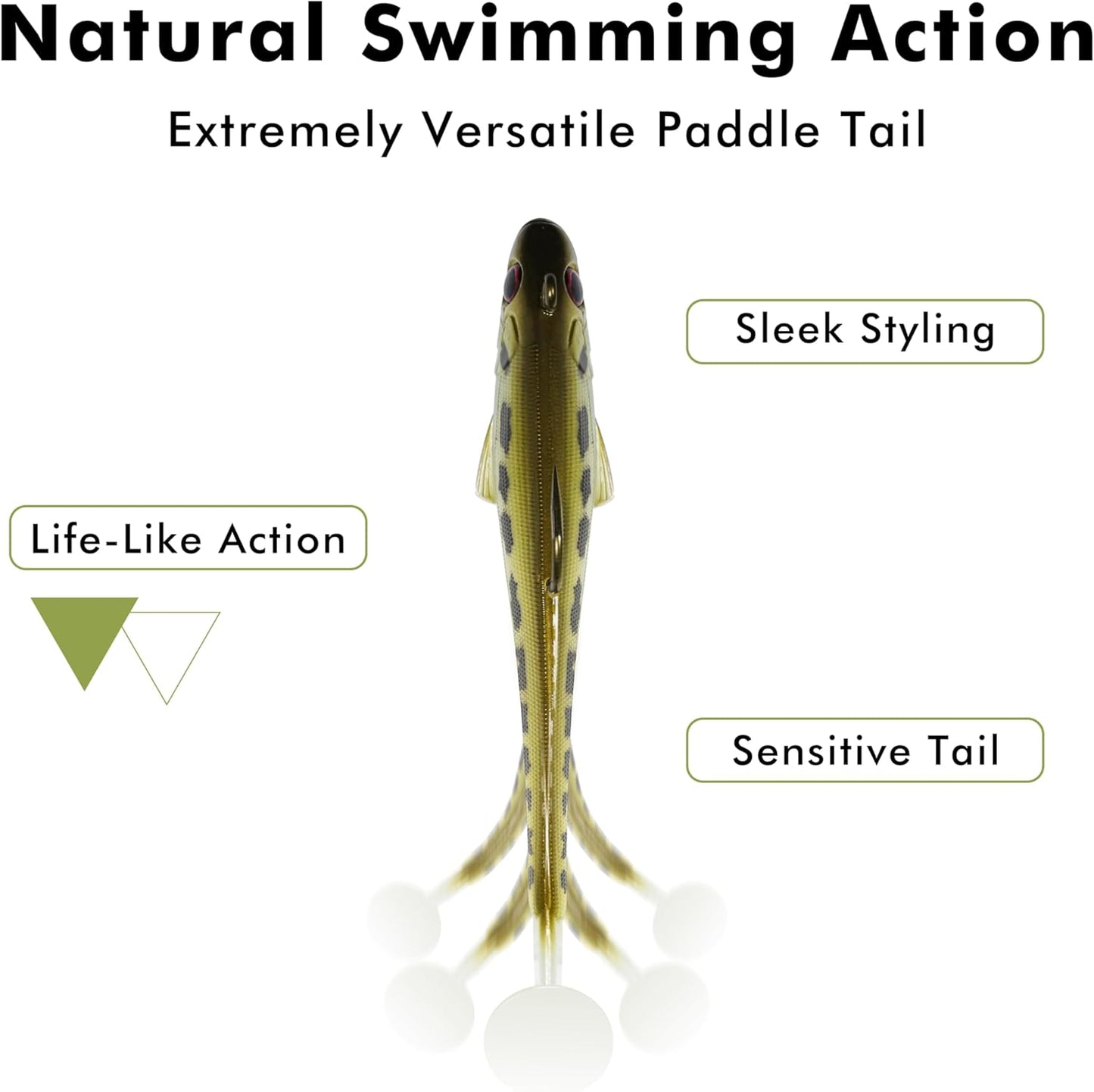 TRUSCEND Easy Catch Pre-Rigged Soft Lures, Unique Vibrating Swim Action and Trembly Sinking Move for More Bites, Amazing Soft Swimbait for Family Fishing, Fishing Lures for Bass Trout Crappie Walleye
