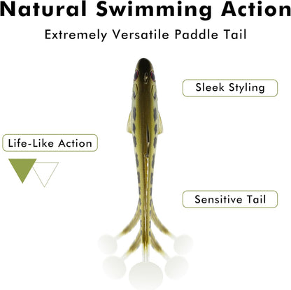 TRUSCEND Easy Catch Pre-Rigged Soft Lures, Unique Vibrating Swim Action and Trembly Sinking Move for More Bites, Amazing Soft Swimbait for Family Fishing, Fishing Lures for Bass Trout Crappie Walleye