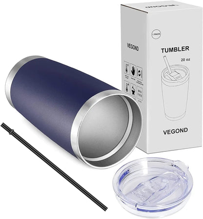 VEGOND 20oz Tumbler with Lid and Straw Stainless Steel Tumbler Cup Bulk Vacuum Insulated Double Wall Travel Coffee Mug Powder Coated Coffee Cup (Bluish Violet 6 Pack)