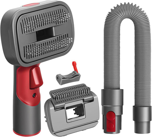 FUNTECK 2-in-1 Dog Hair Vacuum Brush for Grooming & Shedding Compatible with Dyson Gen5, V15, V12, V11, V10, V8, V7 – Removes Loose Hair, Dander, Undercoat & Tangles – Self-Cleaning Design