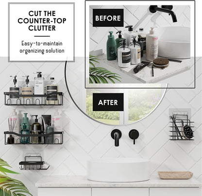 Clara Clark Bathroom Set - Gray Bathroom Accessories Set, Bathroom Sets with Shower Curtain and Rugs, 23PC Shower Curtain Set with Liner, Soap Dispenser, Soap Dish, Toilet Brush Holder, and Trash Can