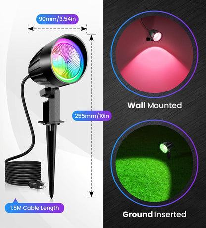 MEIKEE 15W RGBW LED Landscape Lights, Dimmable Landscape Lighting