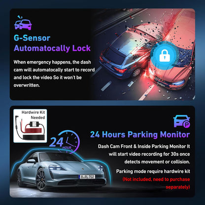 4K Dash Cam Front and Rear, 4k+1080p Dashcam for Car Built in GPS,5GHz WiFi, 64GB Card, Loop Recording Dash Cam w/Parking Monitor, Car Dash Cam Built-in Night Vision, App Control, WDR, G-Sensor