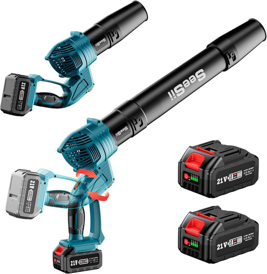 SeeSii Leaf Blower Cordless with 2 * 4.0Ah Batteries and Charger,5 Speed Mode Electric Rotatable Outdoor Blower for Lawn Care and Leaves Cleaning,Powerful and Lightweight for Yard, Patio,Garden,Grass