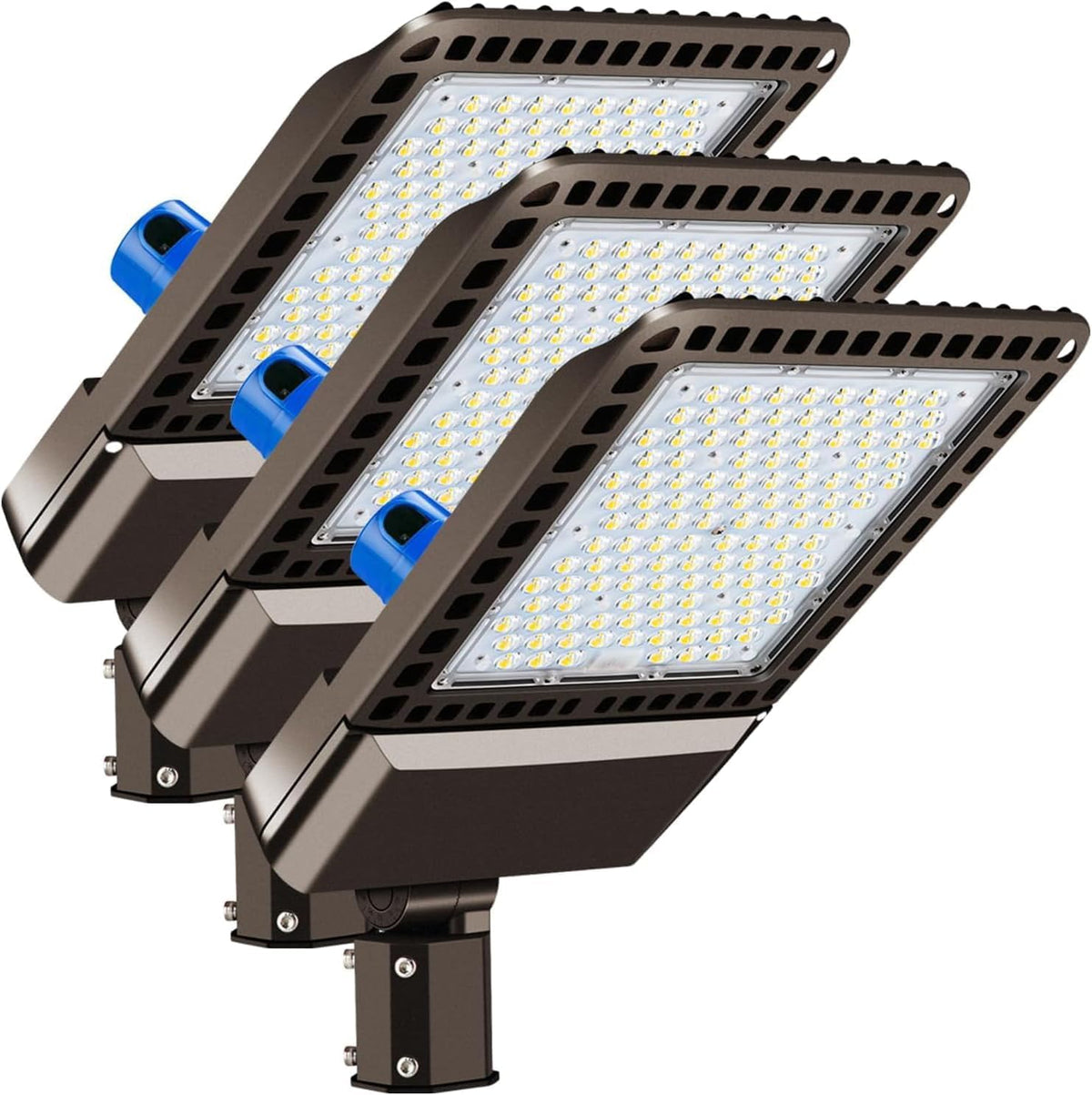Juyace 300W LED Parking Lot Lights with Slip Fitter Mount Pole Flood Light Dusk to Dawn Outdoor Lighting Commercial Street Outdoor shoebox Light 5000K IP65 Waterproof 100-277V (3 Pack)