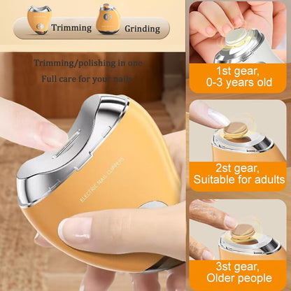 EEYZD 2 in 1 Electric Nail Clipper, Nail File, USB Rechargeable Electric Nail Clippers with Nail Scraps Storage Polishing Automatic Nail Clippers for Women,Men,Seniors,Kids,Orange