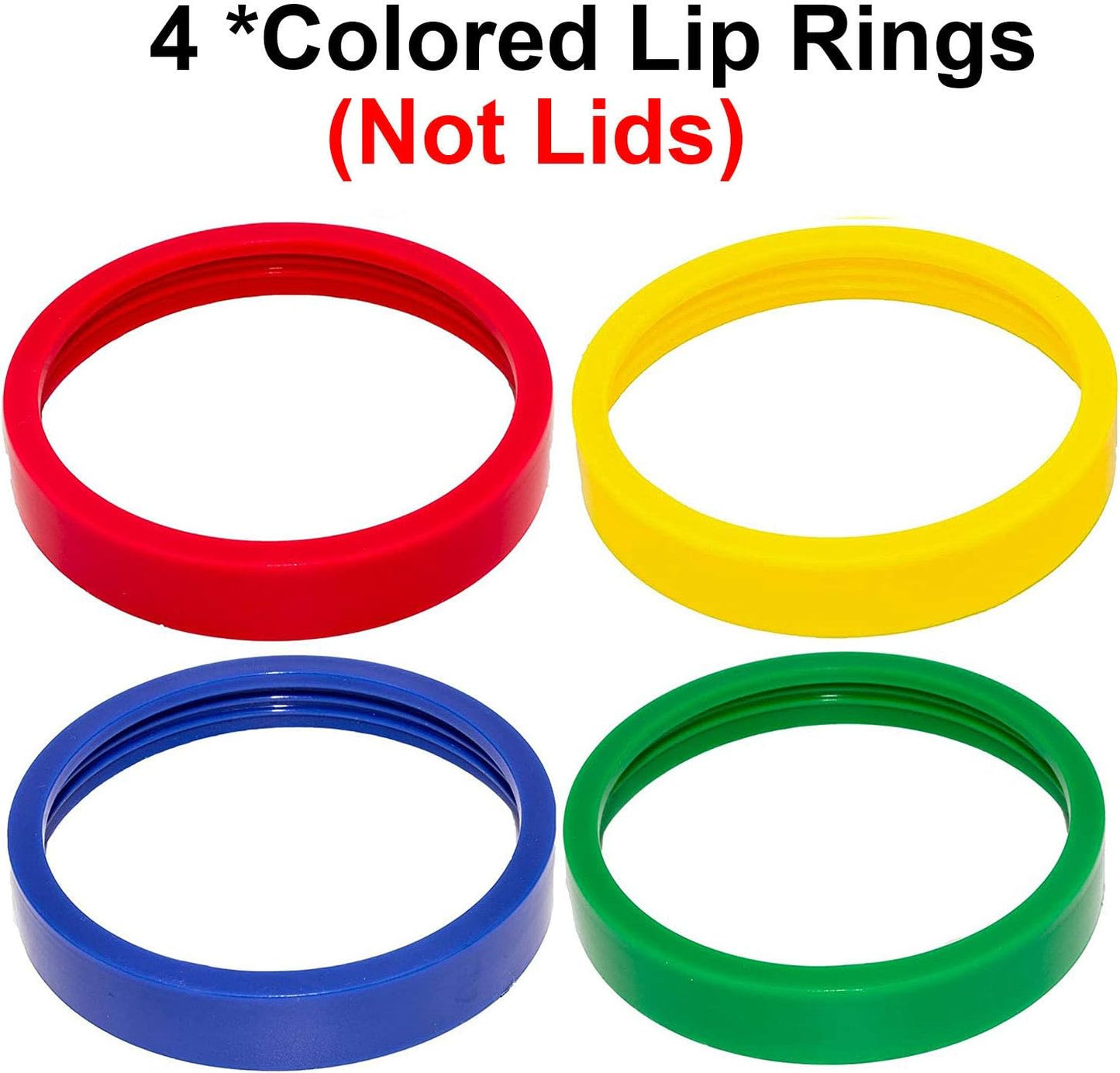 16oz Cups Compatible with Original Magic Bullet Blender Juicer 250W MB-1001 Party Cups Mugs with Colored Lip Rings,No Lids(Pack of 4)