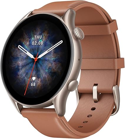 Amazfit GTR 3 Pro Smart Watch for Men 46mm, 14-Day Battery Life, GPS, Alexa Built-In, Bluetooth Calls, Fitness Tracker with 150+ Sports Modes, Sleep Heart Rate Tracking, for Android iPhone, Brown