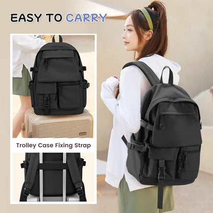 School Backpack for Women Men College High School Bags for Boys Girls Casual Daypack Laptop Backpack Waterproof Black Bookbag Travel Rucksack