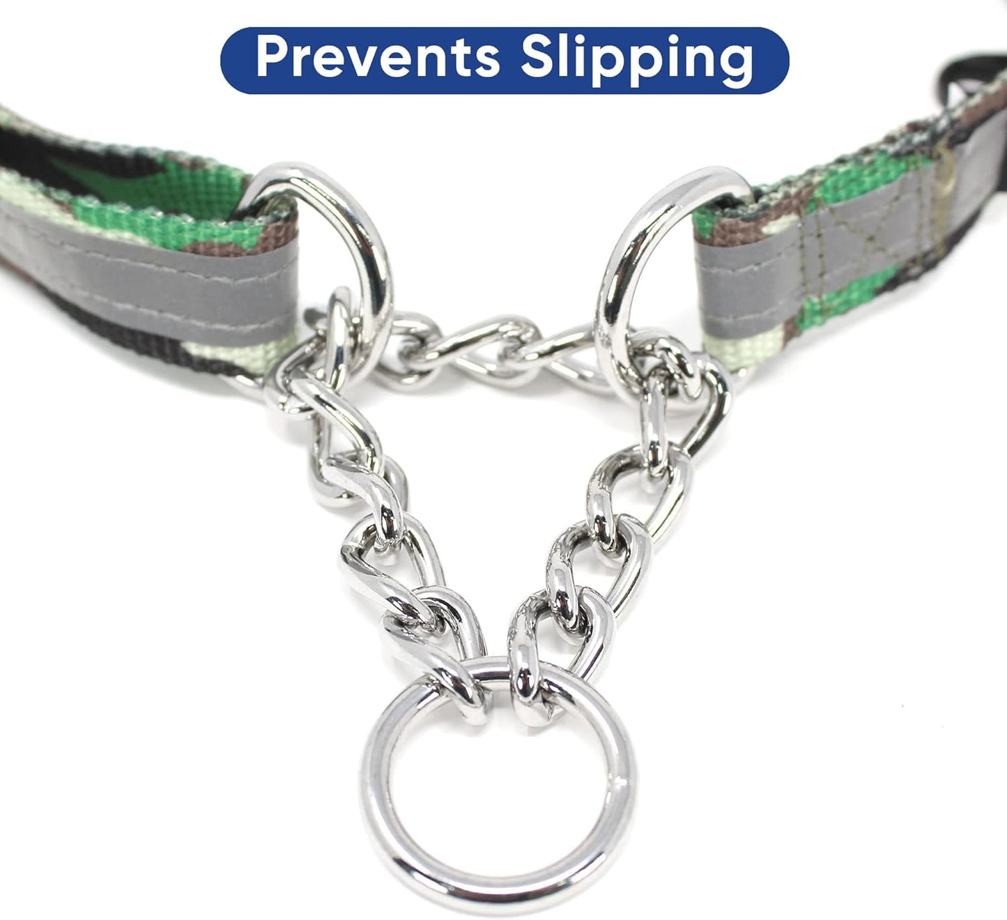 Pawtitas Chain Martingale Dog Collar Puppy Collar Reflective Dog Collar Training Dog Collar Behavioral Dog Chain Collar Collar Medium Dog Collar Green Dog Collar