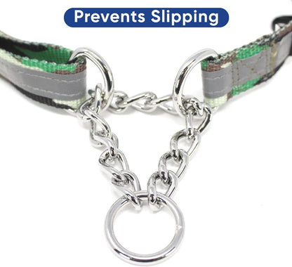 Pawtitas Chain Martingale Dog Collar Puppy Collar Reflective Dog Collar Training Dog Collar Behavioral Dog Chain Collar Collar Medium Dog Collar Green Dog Collar