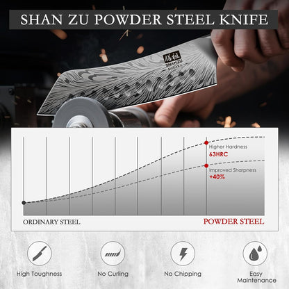 SHAN ZU Fillet Knife 7 Inch, Powder Steel Boning Knife High Carbon Japanese Filleting Knife, Ultra Sharp Deboning Knife for Meat Cutting, Fish Knife with Ergonomic Pakkawood Handle