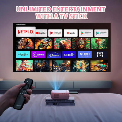 Portable Projector, ksbaby Outdoor Projector, LED Aesthetic Video Mini Projector for Outdoor Portable Movies Compatible with HDMI, USB, Laptop, TV Stick, iOS and Android Phone